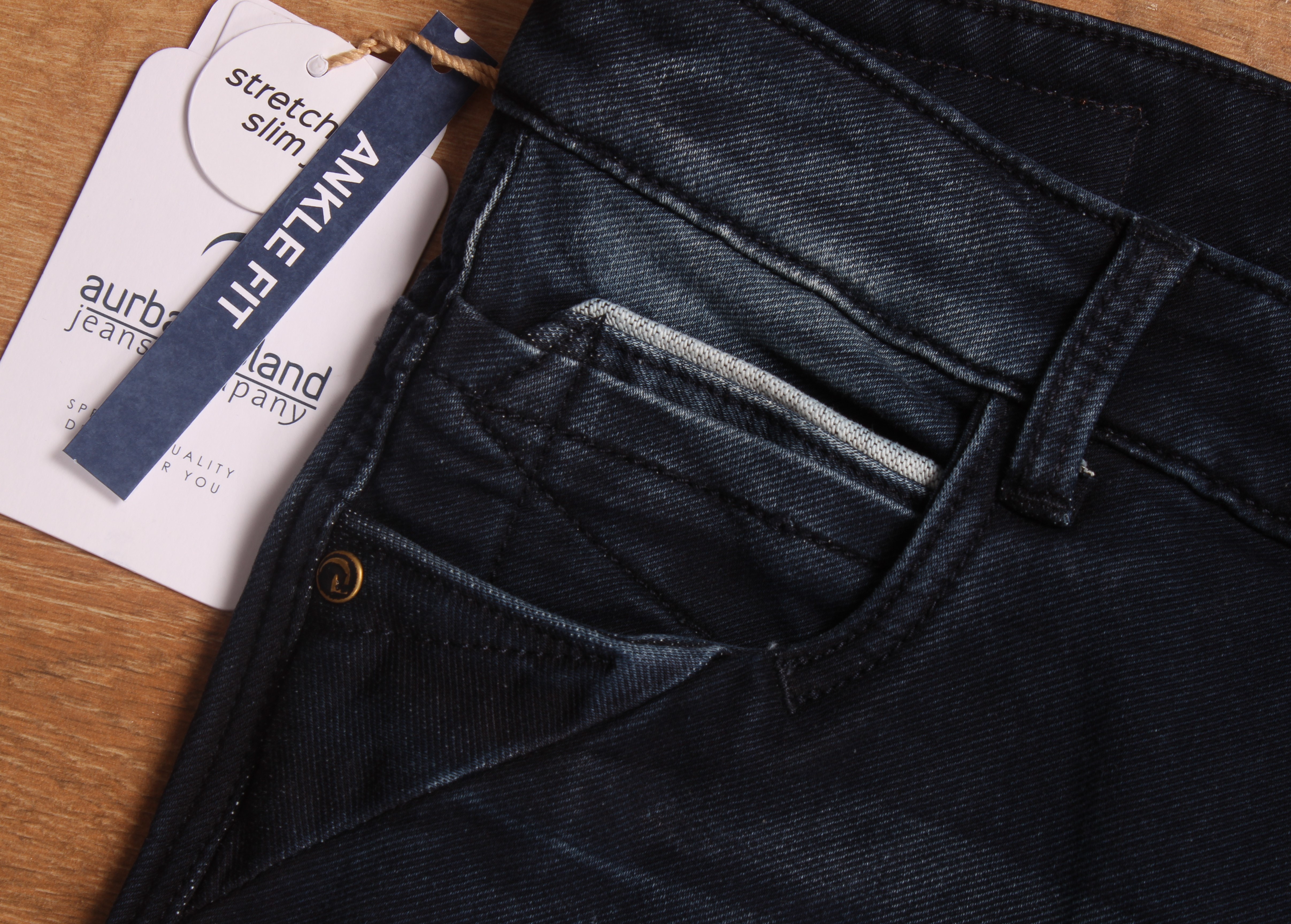 Knitted Dobby Jeans - 30-38 Waist Size, Dark Blue Denim | Slim Fit, 500g Fabric Weight, Washed Finish, 5 Sizes Available