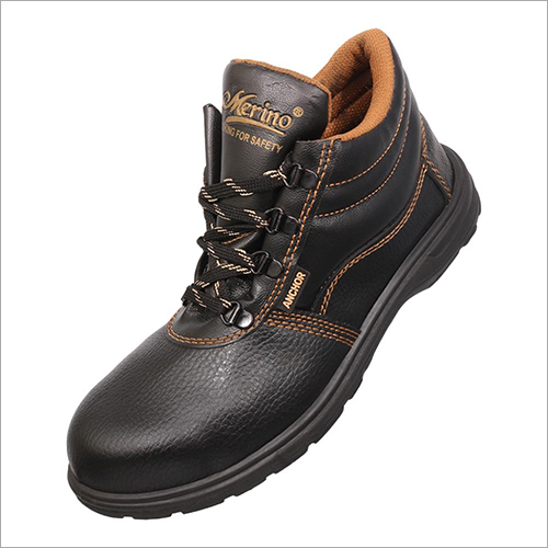 Merino Anchor Series Safety Shoes - Pvc Uppers, Pu Outsole | Lace Style, Black Color, Available In Sizes 6 To 11, Durable Design For Enhanced Foot Protection