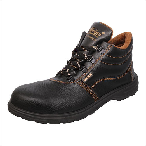 Merino Anchor Series Safety Shoes - Pvc Uppers, Pu Outsole | Lace Style, Black Color, Available In Sizes 6 To 11, Durable Design For Enhanced Foot Protection
