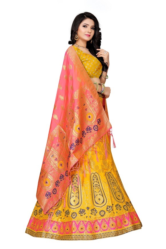 Available In 4 Colors Designer Silk Lehenga Choli For Bridal Women