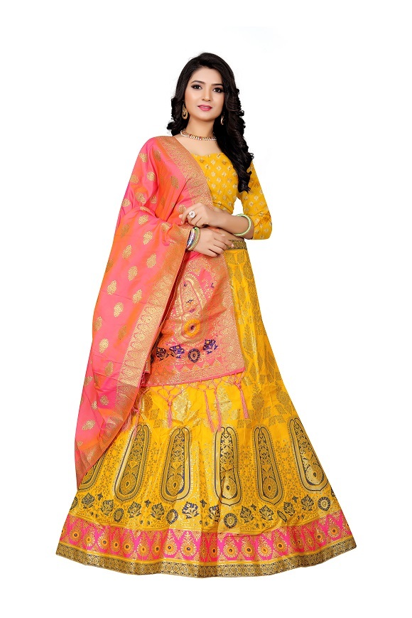 Available In 4 Colors Designer Silk Lehenga Choli For Bridal Women