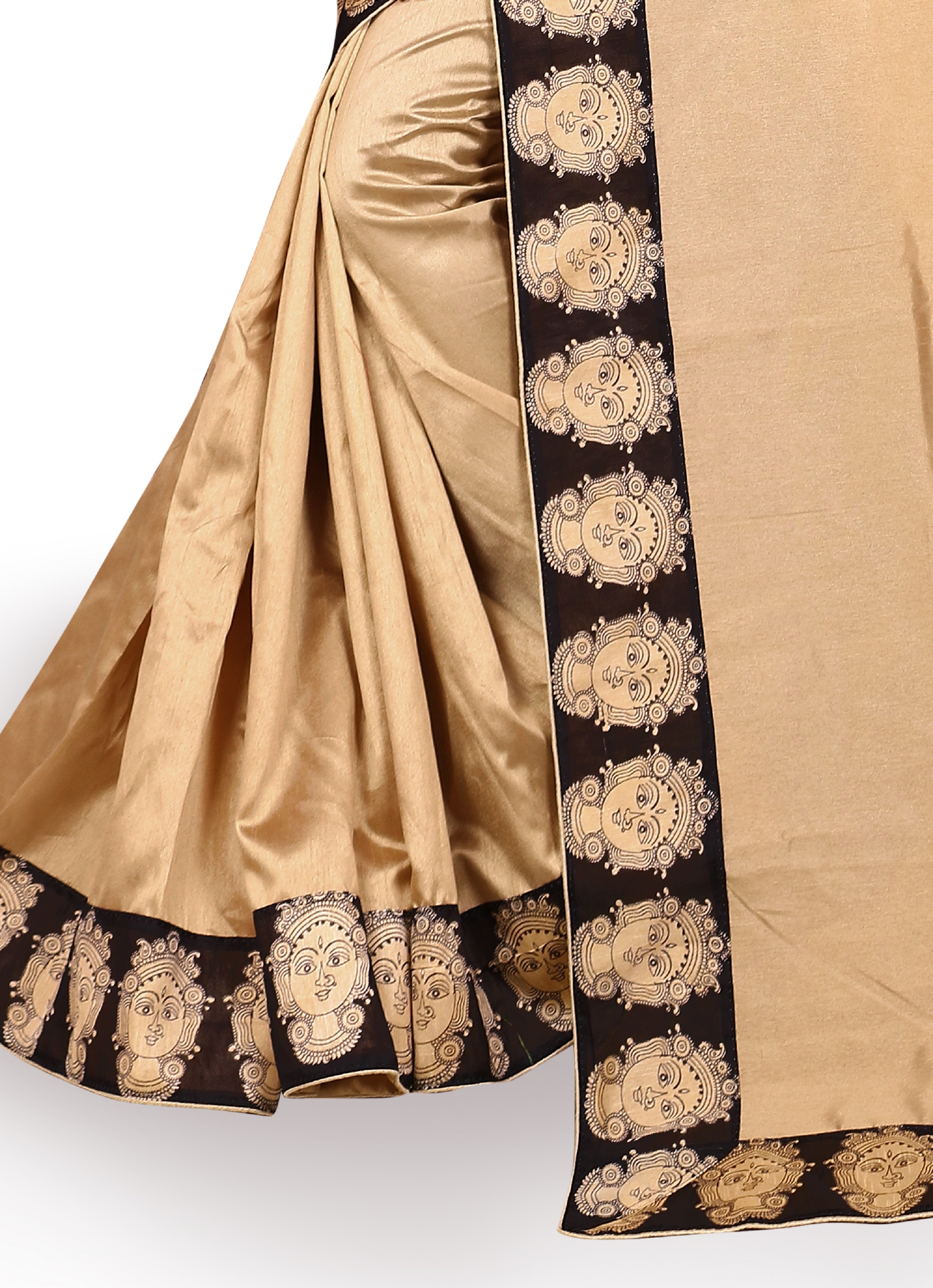 Banarsi Solid Kalamkari Poly Silk Saree
