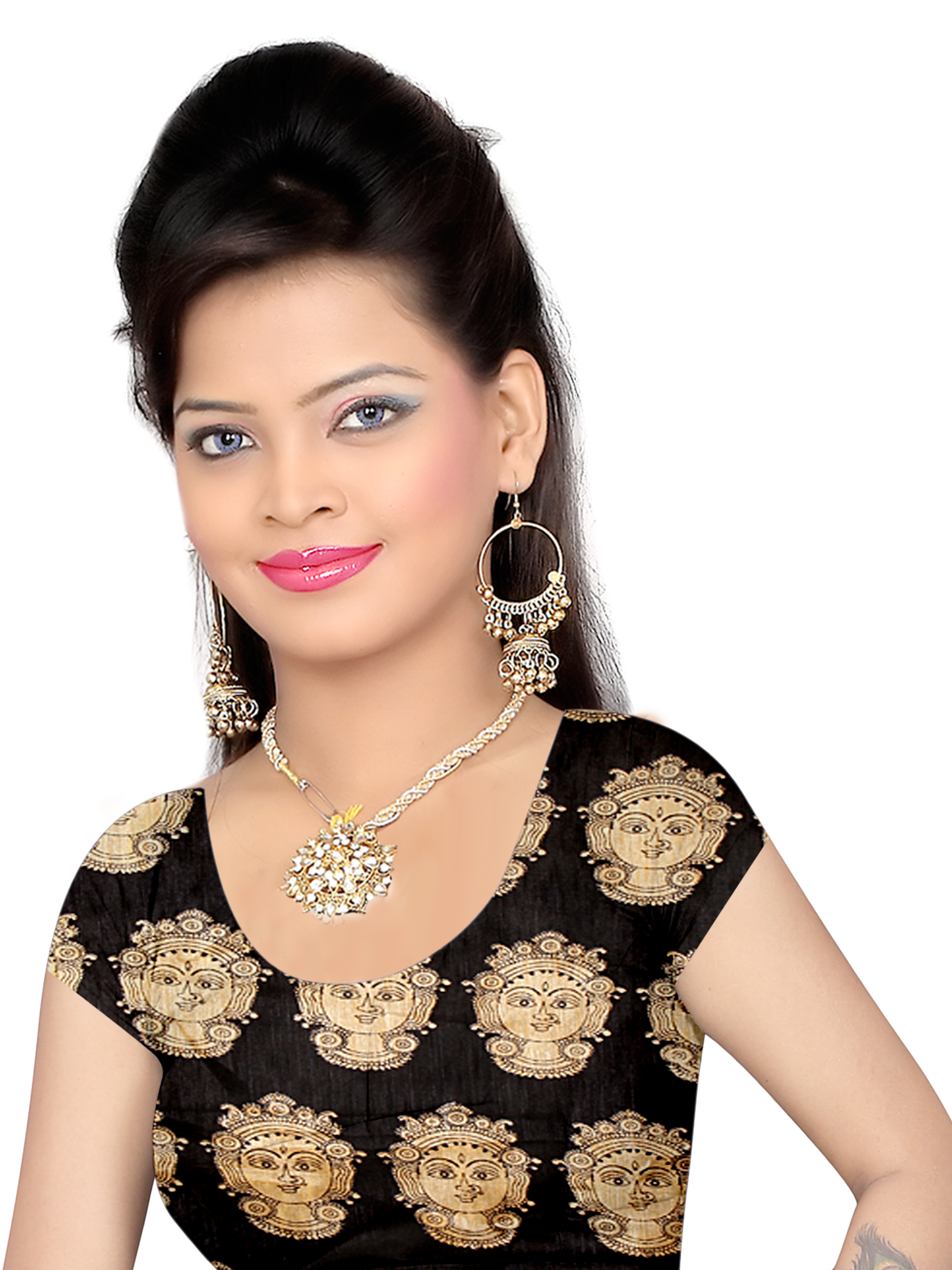 Banarsi Solid Kalamkari Poly Silk Saree