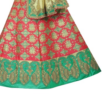 Designer Bridal Lehenga Choli - Banarasi Silk, Length 42+ Inches, Waist 42+ Inches, Flair 2.75 Meter | Embroidered, Zariwork, Stone Work, Chainwork, Handwork, Semi-stitched, Available In 4 Colors