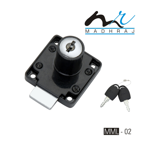 Cupboard Locks - Metal & Plastic, 50x50x25 mm, Matte Black | Secure Key-Operated Cylinder Lock, Easy Installation, Compact & Durable Design