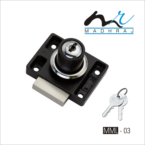 Cupboard Locks - Metal, 50mm x 50mm Black Finish | Double Key Type, Cabinet Lock with 2 Keys, 100g Weight