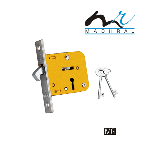 Glass Door Lock - Brass, 60mm x 70mm Dimensions | Chrome Finish, Double Key Mortise Lock, 2 Keys Included