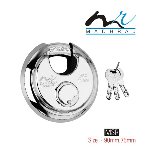 Shutter Lock - Steel, 90mm Diameter x 75mm Thickness, Chrome Finish | Double Bitted Key, Ideal for Securing Shutters, Gates, or Doors