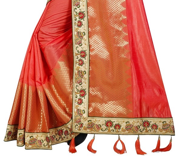 3 Colors Zari Work Sarees For Ladies