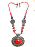 Designer Beaded Necklace - Stone Beads, Classic And Modern Styles, Big Round Pendant | Ideal For Anniversary, Party, Engagement, Wedding, Gift
