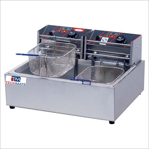 2 Tank 2 Basket Electric Fryer - Stainless Steel, 590x385x320mm | 220-240v, 2.8+2.8kw Power, 11kg Weight, Ideal For Hotels