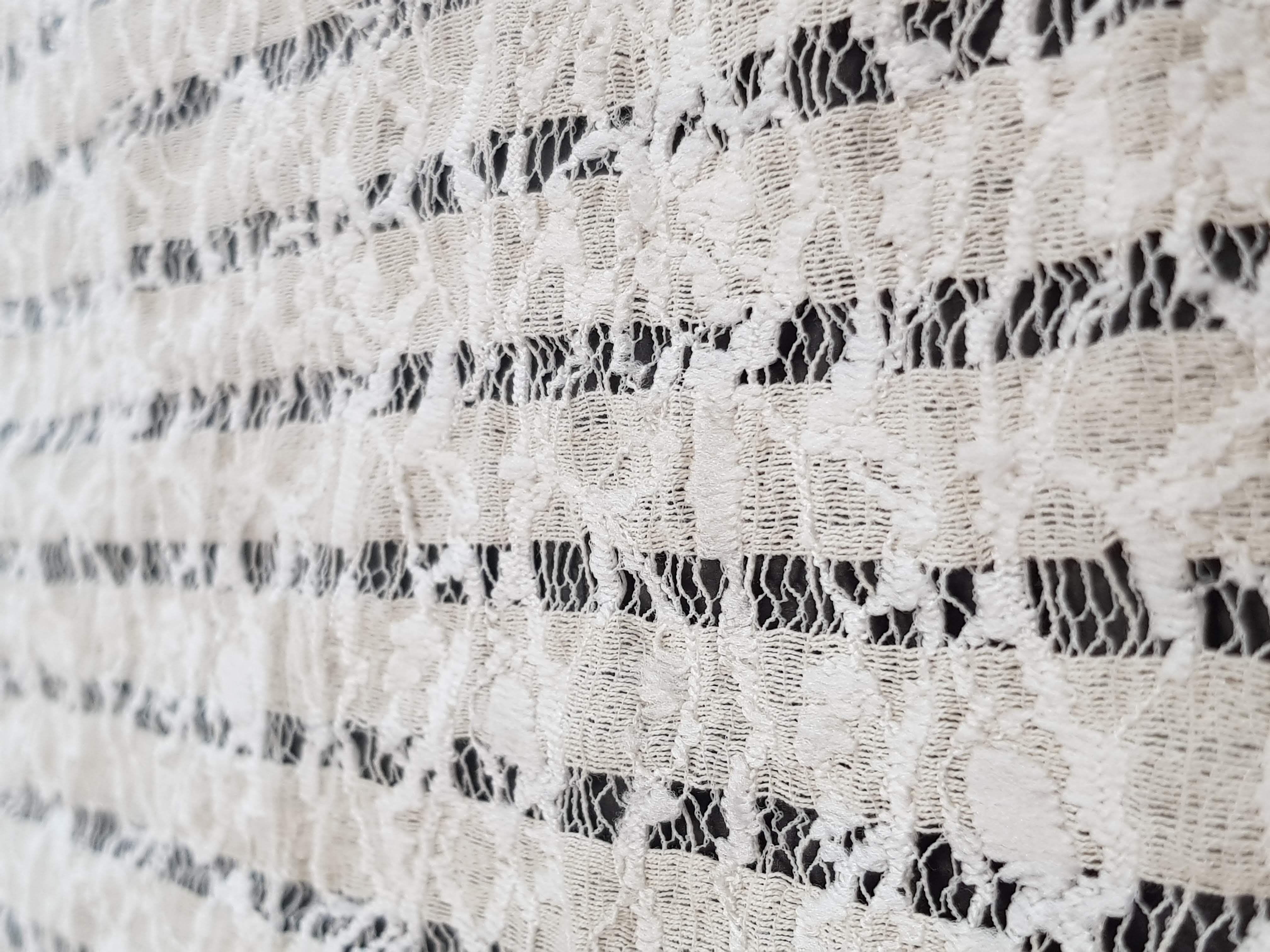 Raschel Lace Fabric - 100% Nylon Base + Viscose Design, 58 Inches Wide | Ideal For Garments, Home Textiles, Ready For Dying