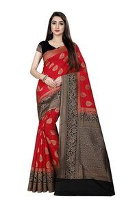 5 Colors Available Ladies Banarasi Silk Sarees With Blouse Piece