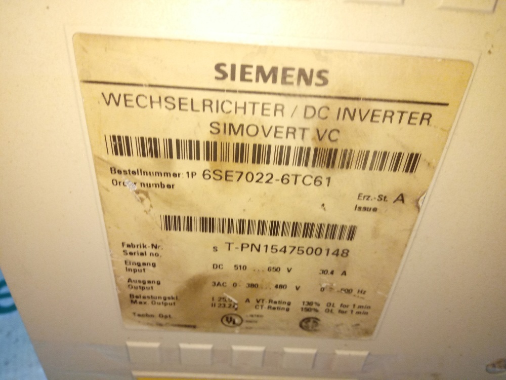 Siemens Simovert Drive 6se7 022-6tc61