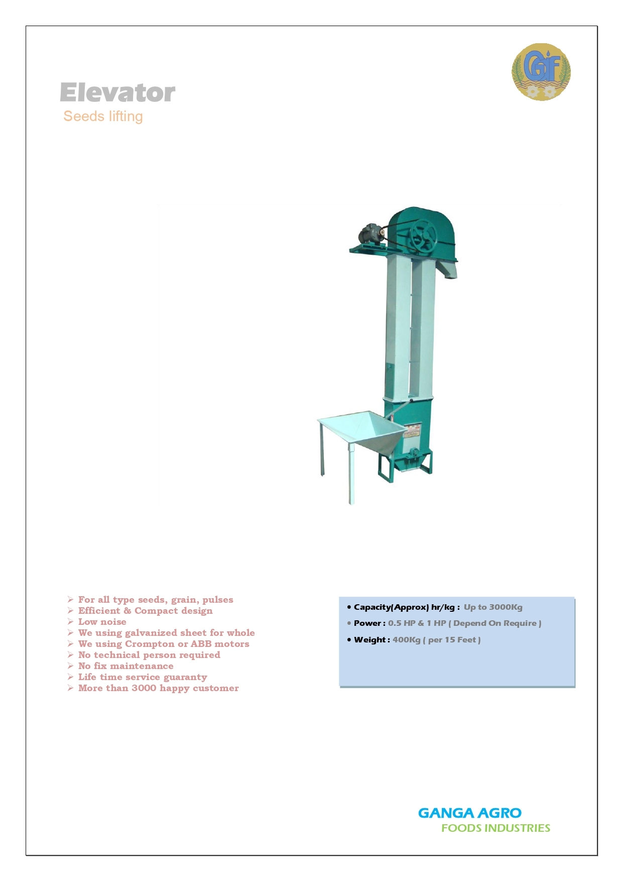 Multi Purpose Elevator Capacity: Up To 2000kg Kg/hr