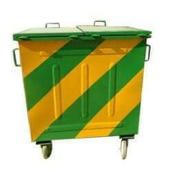 Industrial Dustbin - Metal 1000L Green | 100kg, 4 Wheels, Double Lid, 1 Year Warranty