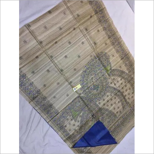 Kosa Silk Sarees - Pure Jute Silk, Art Silk Fabric with Intricate Kalamkari Work, Customized Designs, Soft Finishing, Contrast Blouse, Govt Certified Silk Mark