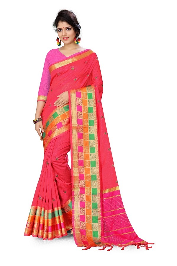 5 Colors Available Ladies Weaving Zari Work Sarees
