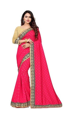 4 रंगों में उपलब्ध फैंसी बॉर्डर सिल्क साड़ियां