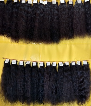 Human Hair - Wavy & Curly Long, Black & Brown Colors | 100% Natural Remy Temple Hair, Washable And Packed In Polythene Cover With Box