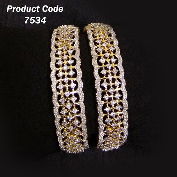 Ladies Designer Bangle - Brass, Modern Style With Imitation Pearl And Diamond Accents | Fashion Jewelry For Weddings, Engagements, Anniversaries, And Parties