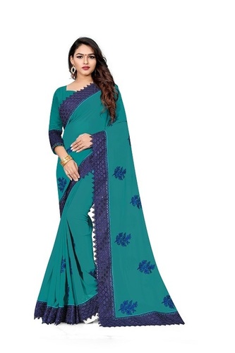 4 नीली फैंसी साड़ियां