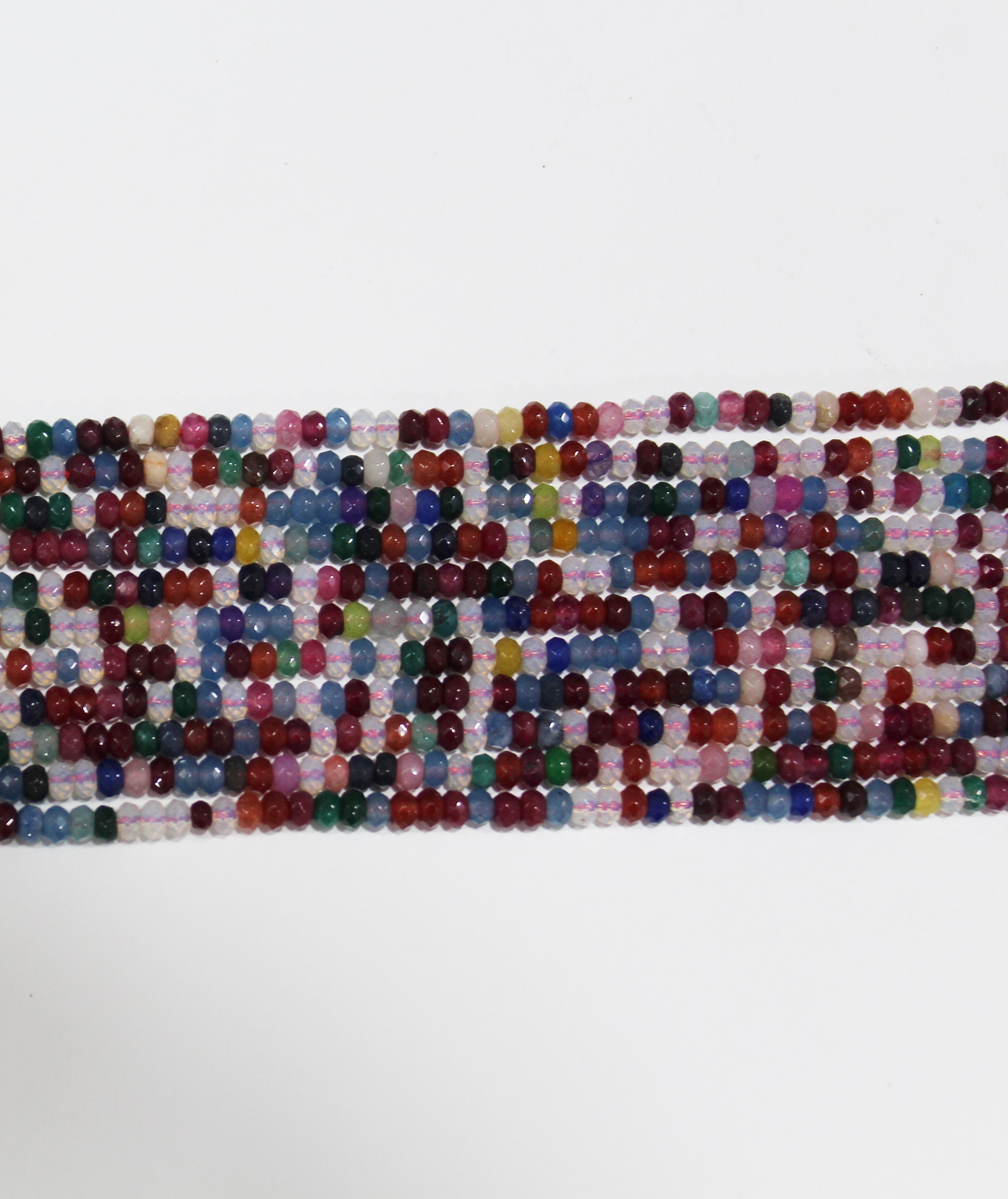 Multi Color Beads - Stone Material, 2x4 Size | White And Red Round Beads Necklace For Parties, Weddings, And Ceremonies