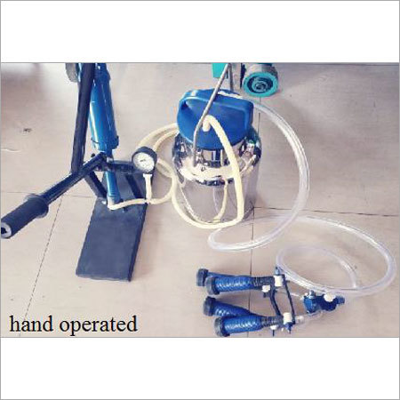 Hand Operated Milking Machine - Stainless Steel, Blue and Silver | Durable Design for Efficient Dairy Use