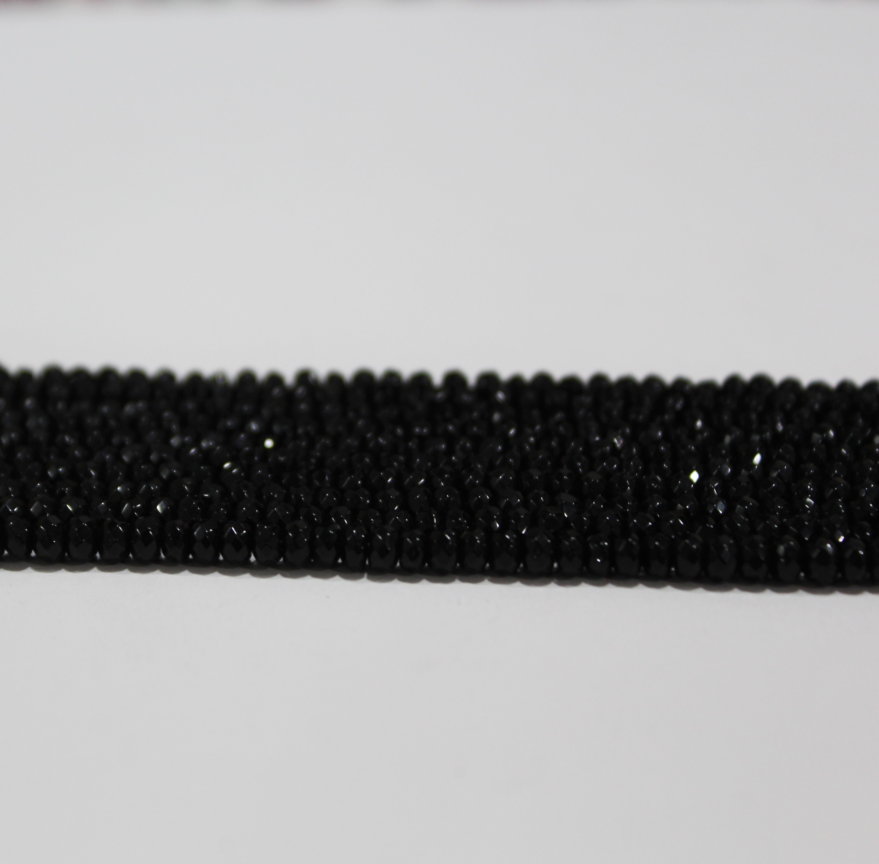 Black Agate Quartz Semi Precious - Stone Beads Necklace, 2x4 Size, Round Shape, White And Red Beads For Parties, Weddings, And Ceremonies