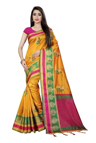 Ladies Art Banarasi Silk Wooven Saree - 6.30 Meter Length, Set of 5 Colors | Luxurious Woven Zari and Thread Butta Design