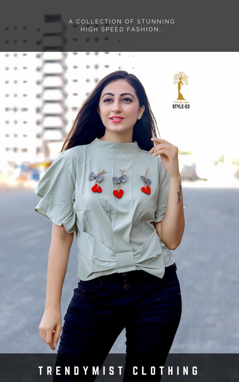 Fancy Ladies Tops - Tokko Imported Stretchable Fabric, Size S-36 To Xxl-44, Designer Bow With Heart Crop Top, Short Sleeve, All Season Wear