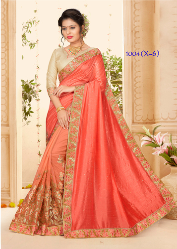 1 Orange Synthetic Sarees