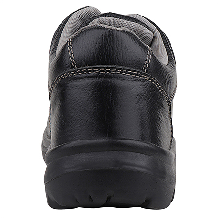 Pu Safety Shoes - Buff Bartan Leather Upper, Steel Toe, Size 39-48, Black | Ortho Comfort Pu Moulded Insole, Lace Style, 6 Months Warranty