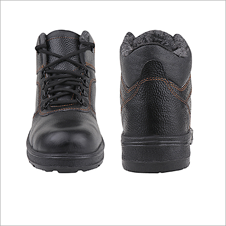 Fur Lining Safety Boot - Leather, Size 38-40, Black | Composite Toe, Slip Resistant, Antistatic, Energy Absorbent, Shock Absorbent, Removable Insole