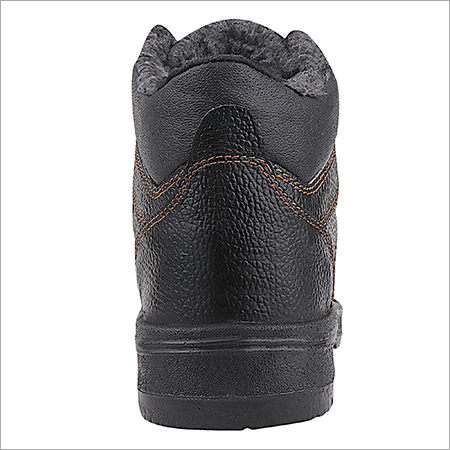 Fur Lining Safety Boot - Leather, Size 38-40, Black | Composite Toe, Slip Resistant, Antistatic, Energy Absorbent, Shock Absorbent, Removable Insole