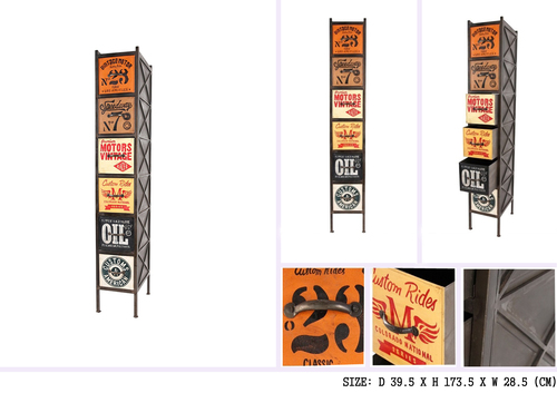 6 Drawer Chest - Wrought Iron, 39.5x28.5x173.5 cm | Machine-Made, No Assembly Required, Indian Style Indoor Furniture