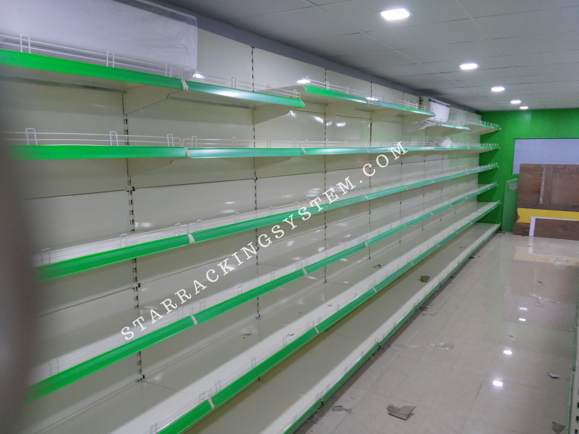 Supermarket Display Rack - Heavy Duty Single Sided Design | Powder Coated Finish, 100 Kg Capacity, Fine-finished Racks For Optimal Organization