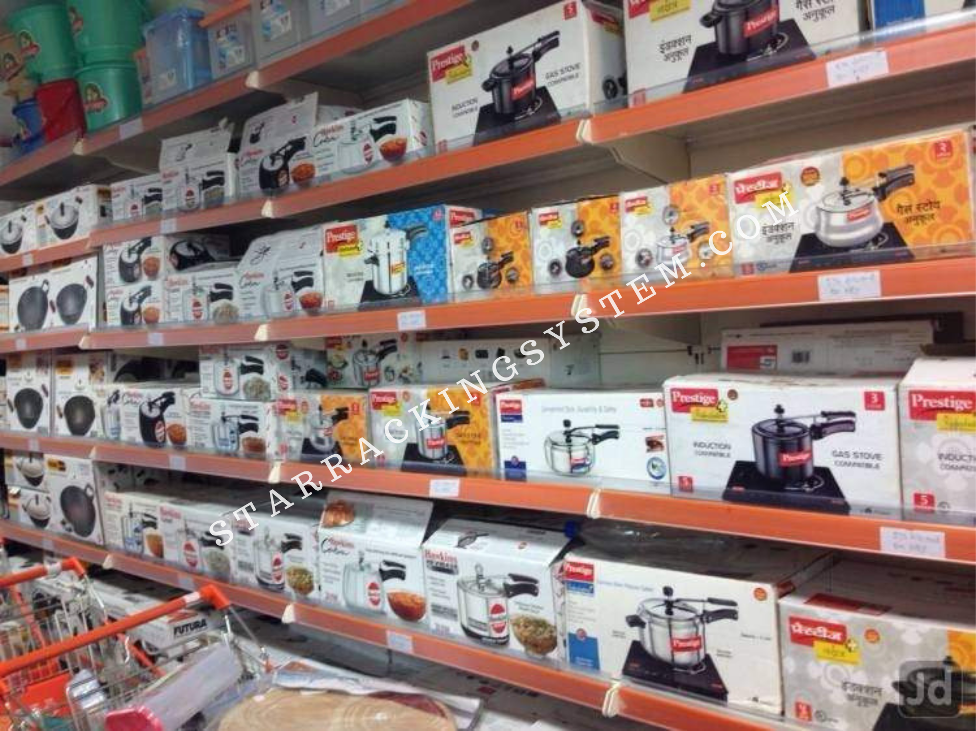 Supermarket Display Rack - Heavy Duty Single Sided Design | Powder Coated Finish, 100 Kg Capacity, Fine-finished Racks For Optimal Organization