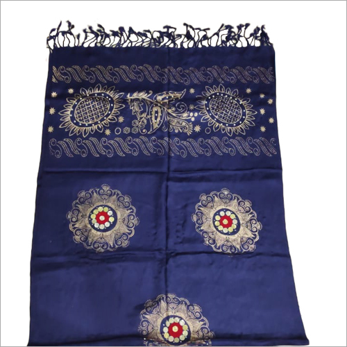 Printed Ladies Blue Woolen Shawl