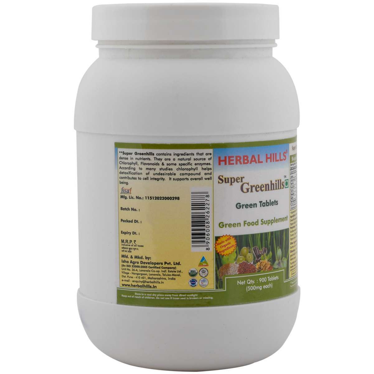 Nutritional Tablets - Super Greenhills 900 Tablets Ingredients: Wheatgrass