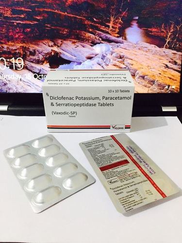 Diclofenac Paracetamol Serratiopeptidase Tablets - 50mg Diclofenac Potassium + 10mg Serratiopeptidase | For Pain Relief, Reduces Inflammation, Suitable for Adults