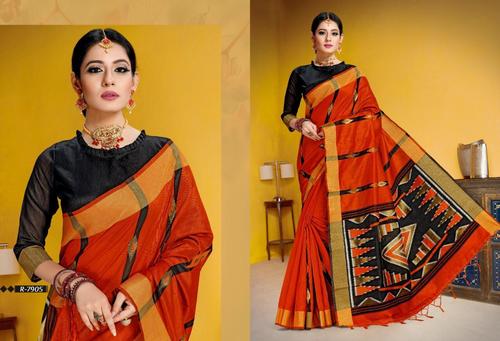 Printed Raw Silk Sarees