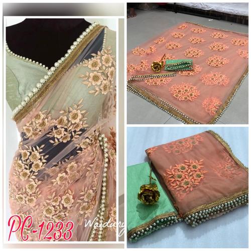 Embroidered Net Embroidery Saree