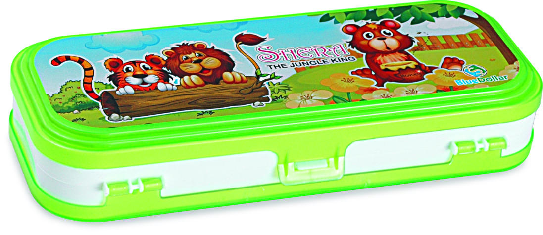 Jungle Big Pencil Box - Plastic Pp, Rectangular Shape | Durable Design For Organized Storage And Easy Access To School Supplies