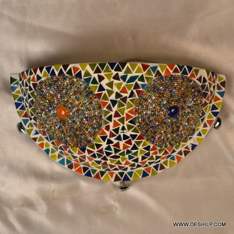 Multi Mosaic Glass Wall Uplighter - Handmade Glass Height: 17 Cm Width: 30 Cm Multi-color Finish Polished Style With Meticulous Craftsmanship