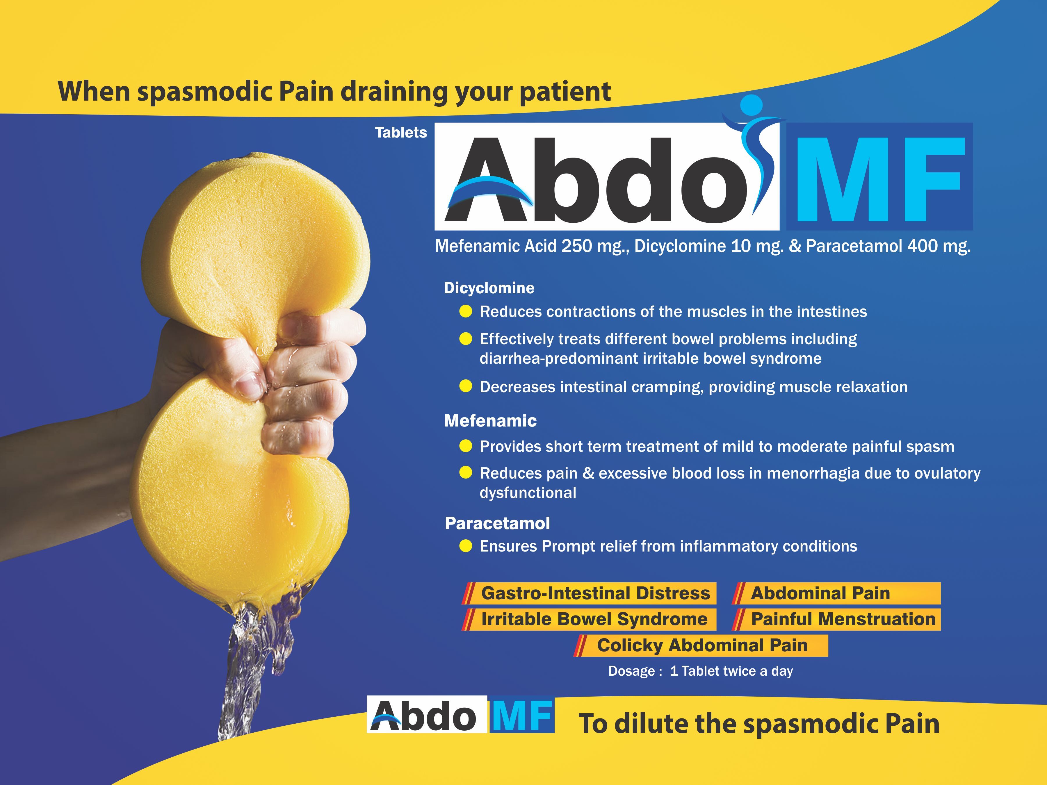 Paracetamol Dicyclomine And Mefenamic Acid Tablets Application: Analgesic