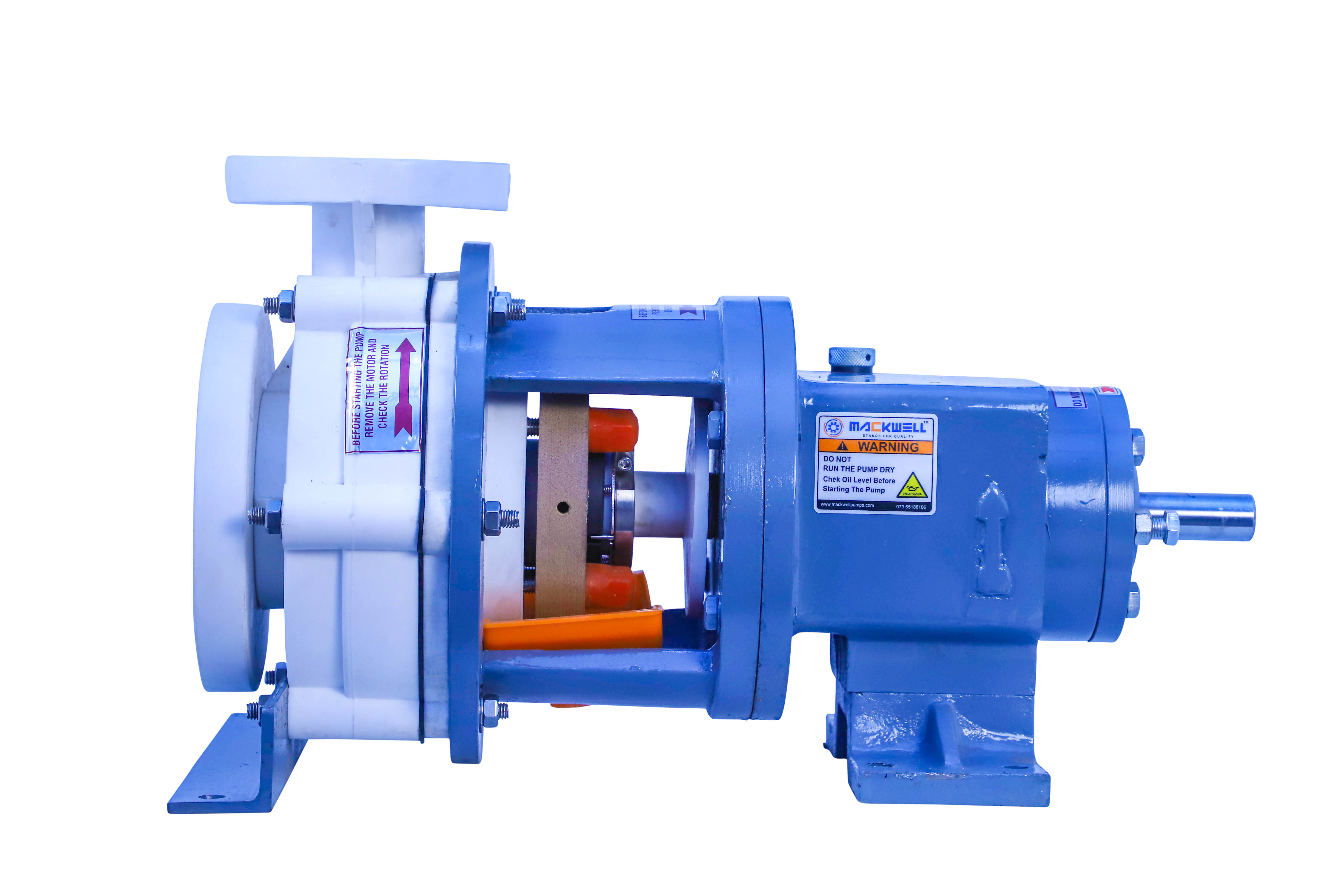 Mackwell Polypropylene Pump - Corrosion Resistant, 5 To 50 M3/hr Flow Rate, 1" To 2" Inlet/outlet, 5 To 45 M Head, Mechanical Seals, Self-venting Casing, Ideal For Chemical Processing And Metal Finishing