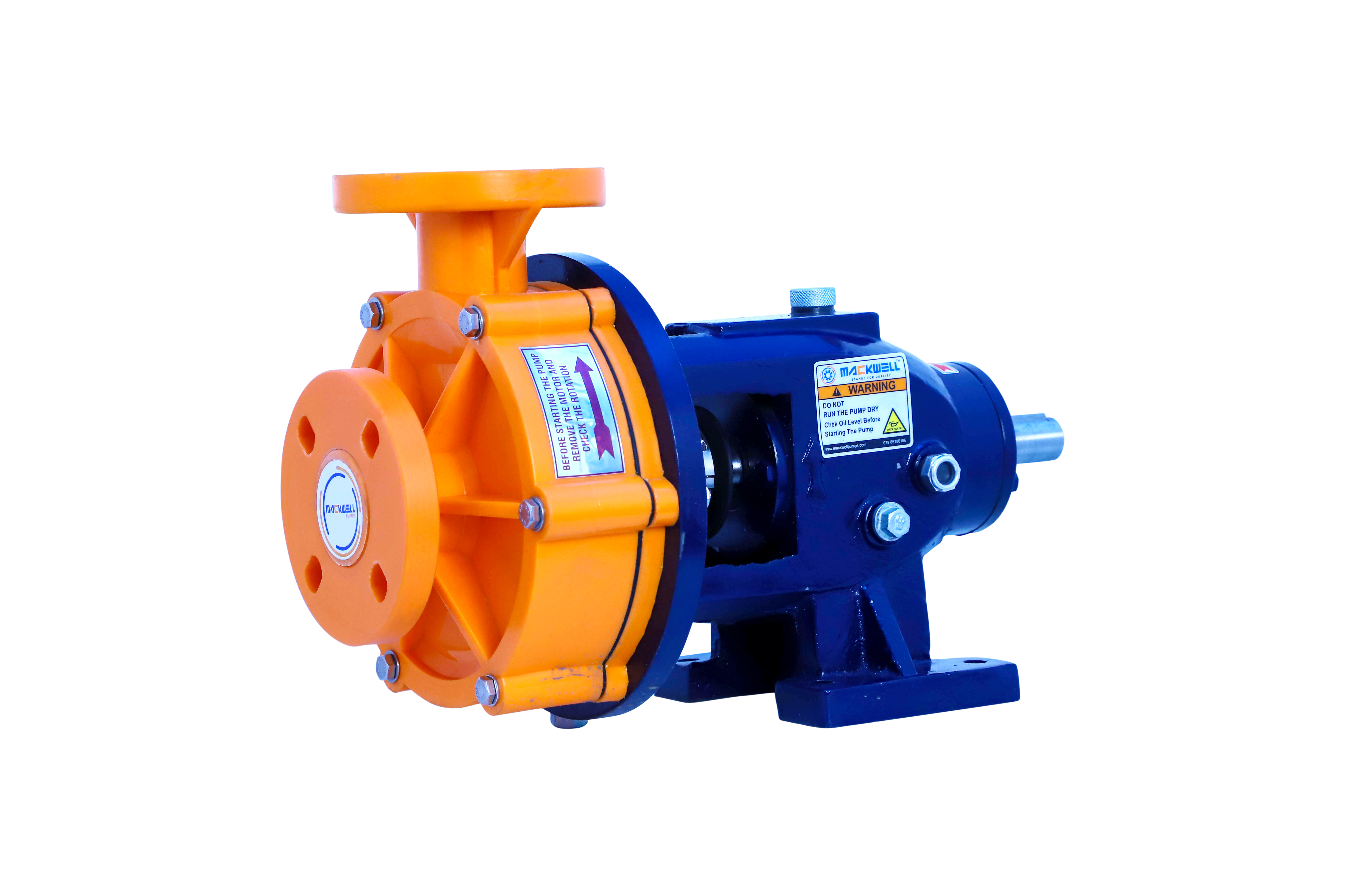 Mackwell Polypropylene Pump - Corrosion Resistant, 5 To 50 M3/hr Flow Rate, 1" To 2" Inlet/outlet, 5 To 45 M Head, Mechanical Seals, Self-venting Casing, Ideal For Chemical Processing And Metal Finishing