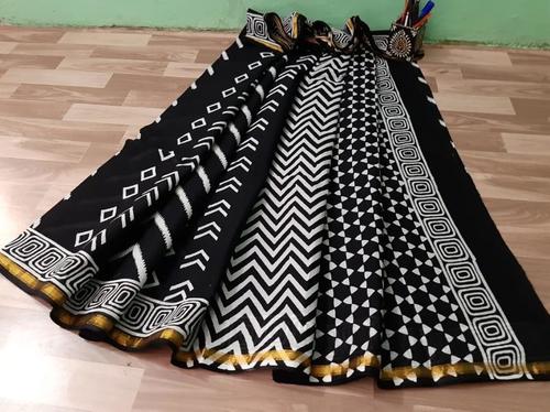 Cotton Mulmul Gold Zari Bordar Saree