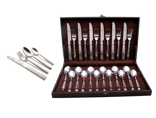 Shapes Feast Cutlery Set - 24 Pcs Stainless Steel, Silver Color, Mirror Finish | Elegant Design, Durable Thick Stems, Safe Soft-curved Edges, Perfect For Formal And Everyday Use